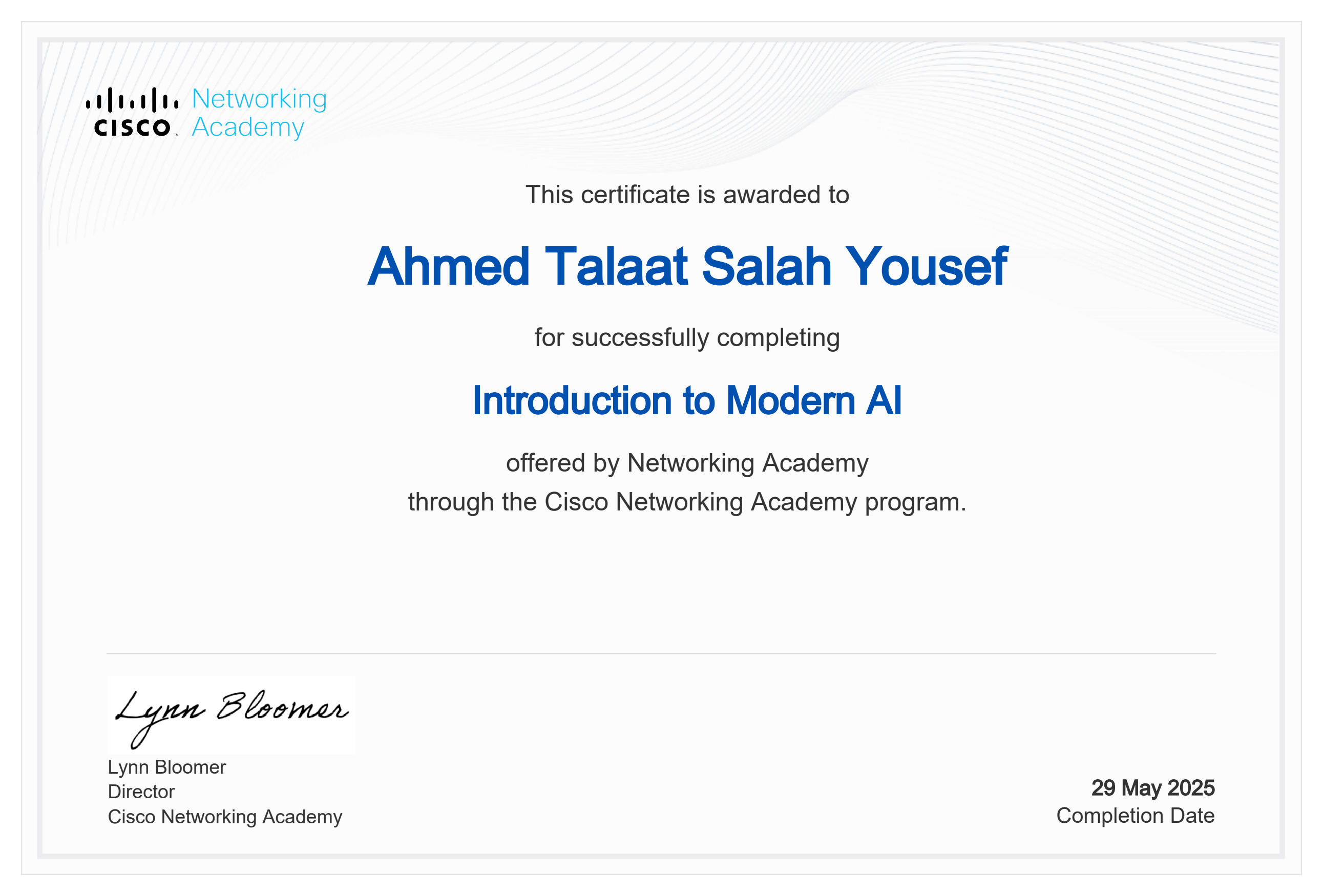 CISCO Introduction to Modern AI Certificate